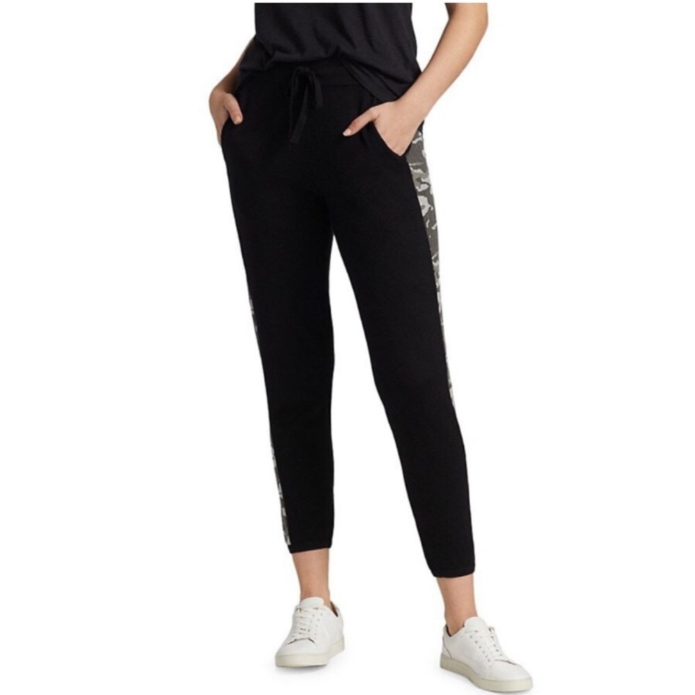 REVOLVE Monrow Cashmere Black Camo Stripe Sweatpants